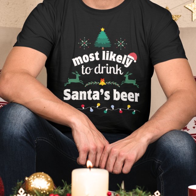 Mest sannolikt att dricka jultomtens öl t shirt (Skapare uppladdad)