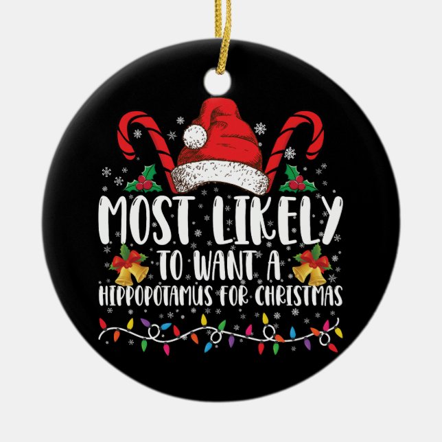 Mest sannolikt att du vill ha en hippopotamus till julgransprydnad keramik (Framsidan)