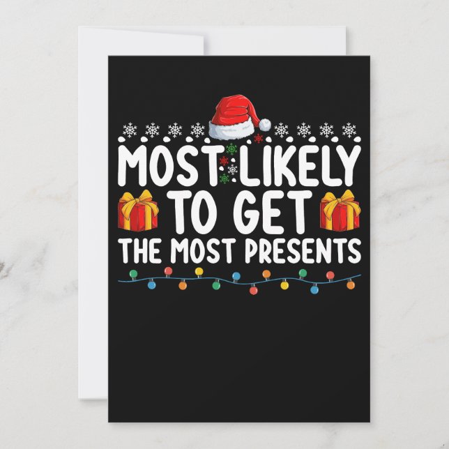 Mest sannolikt att få flest presenter julklappar j inbjudningar (Framsida)