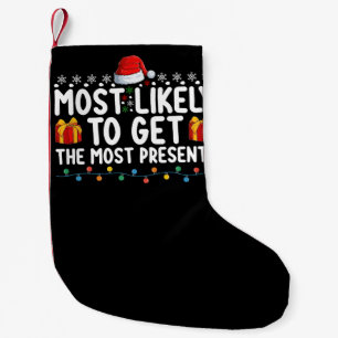 Mest sannolikt att få flest presenter julklappar j liten julstrumpa