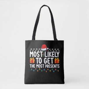 Mest sannolikt att få flest presenter julklappar j tygkasse