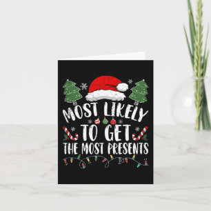 Mest sannolikt att få flest presenter Santa jul Kort