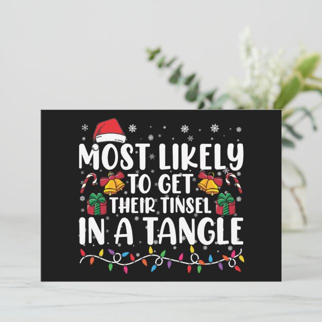 Mest sannolikt att få sin tinsel i en röra Xmas Inbjudningar (Stående Fram)