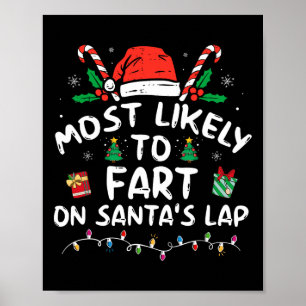 Mest sannolikt att fisa på tomtens knä familj jul poster