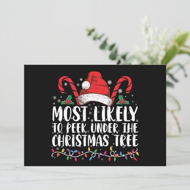 Mest sannolikt att kika under julgranen Xmas Inbjudningar (Stående Fram)
