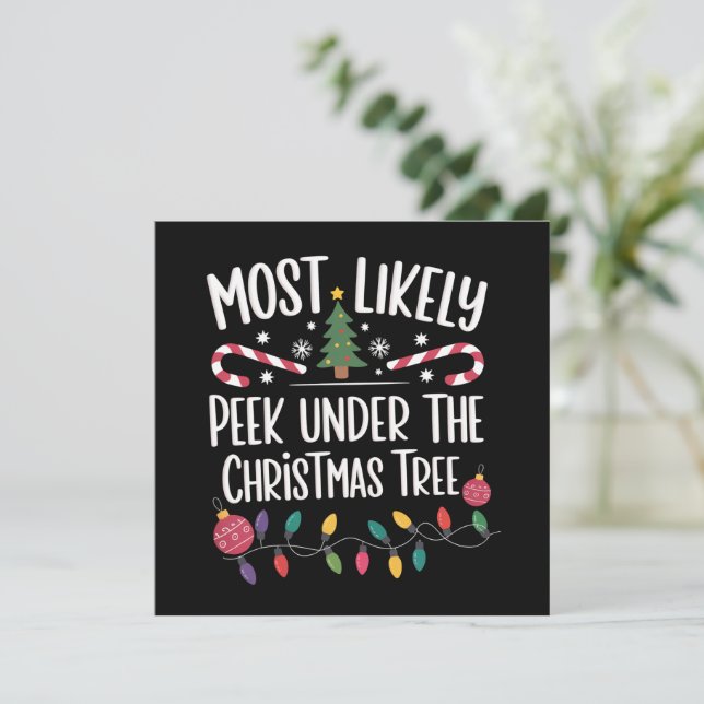 Mest sannolikt att kika under julgranen Xmas Julkort (Stående Fram)