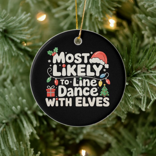 Mest sannolikt att linedansa med älvor jul julgransprydnad keramik (Träd)