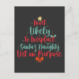 Mest sannolikt att mispla Santa's Naughty List Xma Vykort