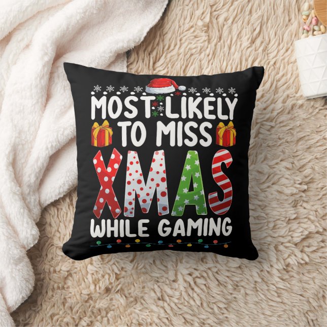 Mest sannolikt att missa jul medan du spelar spel kudde (Filt)