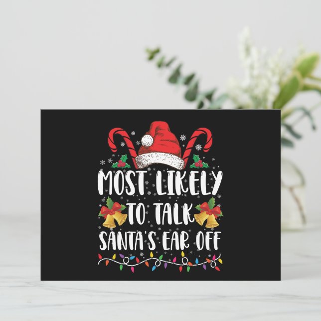 Mest sannolikt att prata Santas öra av Familje jul Inbjudningar (Stående Fram)