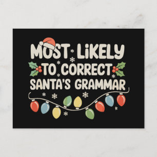 Mest sannolikt att rätta tomtens grammatik jul helg vykort