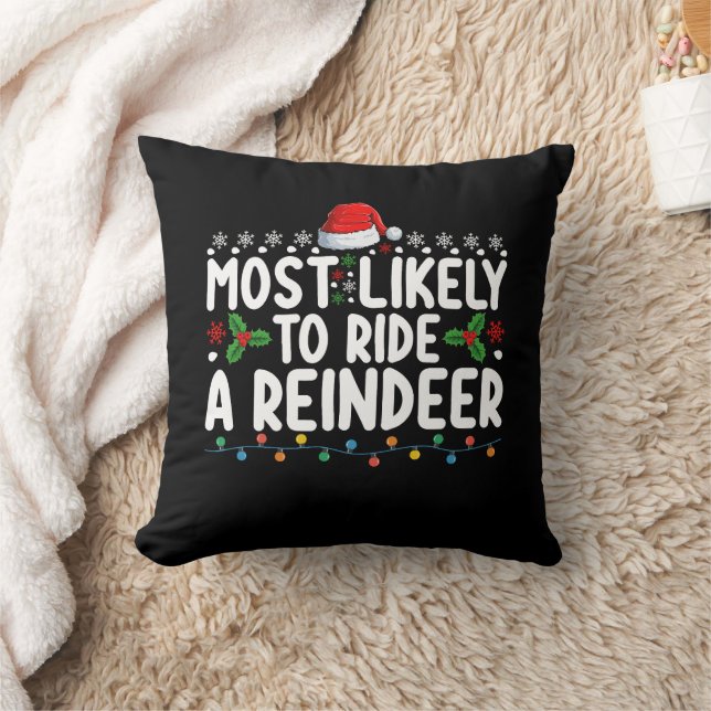 Mest sannolikt att rida på en ren jultomte jul kudde (Filt)