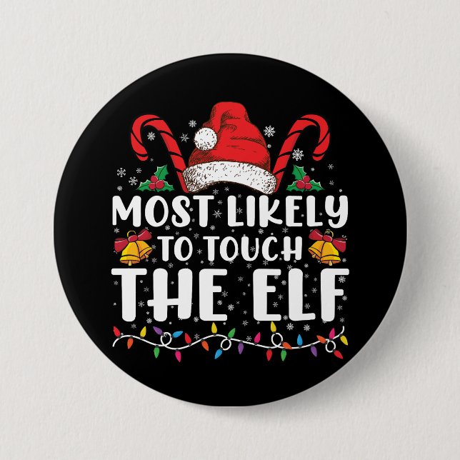Mest sannolikt att röra julfamiljen Elf jul Knapp (Framsida)