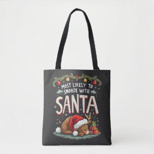 Mest sannolikt att sova med Santa Sömnig ren  Tygkasse