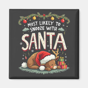 Mest sannolikt att sova med Santa Sömniga renar Magnet