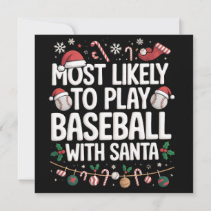 Mest sannolikt att spela baseboll med Santa Family Julkort