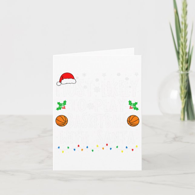 Mest sannolikt att spela basket med Santa familj C Kort (Framsida)