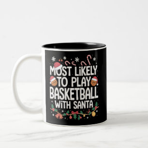 Mest sannolikt att spela basket med Santa Familj Två-Tonad Mugg