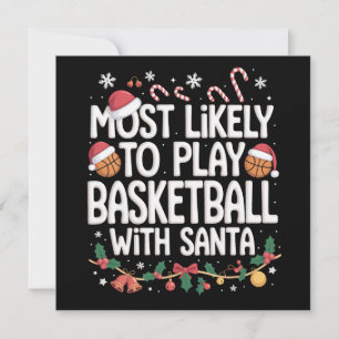 Mest sannolikt att spela basket med Santa Family Julkort