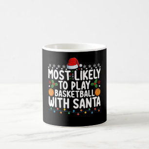 Mest sannolikt att spela basket med Santa jul Kaffemugg