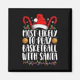 Mest sannolikt att spela basket med Santa Xmas Magnet