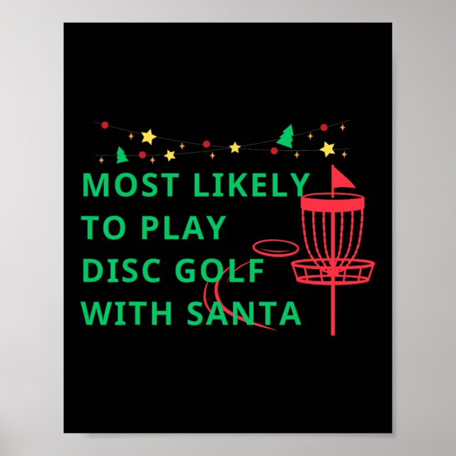 Mest sannolikt att spela discgolf med tomten rolig poster (Framsidan)