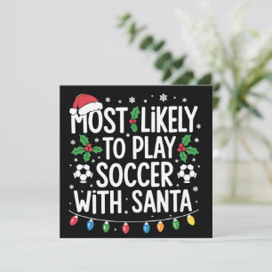 Mest sannolikt att spela fotboll med Santa familje Julkort