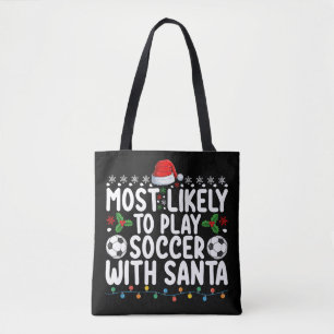 Mest sannolikt att spela fotboll med Santa jul Tygkasse