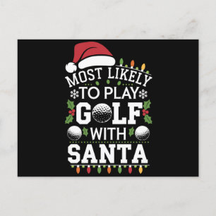 Mest sannolikt att spela golf med Santa familje Xm Helg Vykort