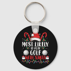 Mest sannolikt att spela golf med Santa familje Xm Nyckelring