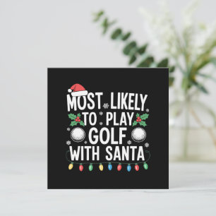 Mest sannolikt att spela golf med Santa familjen X Julkort