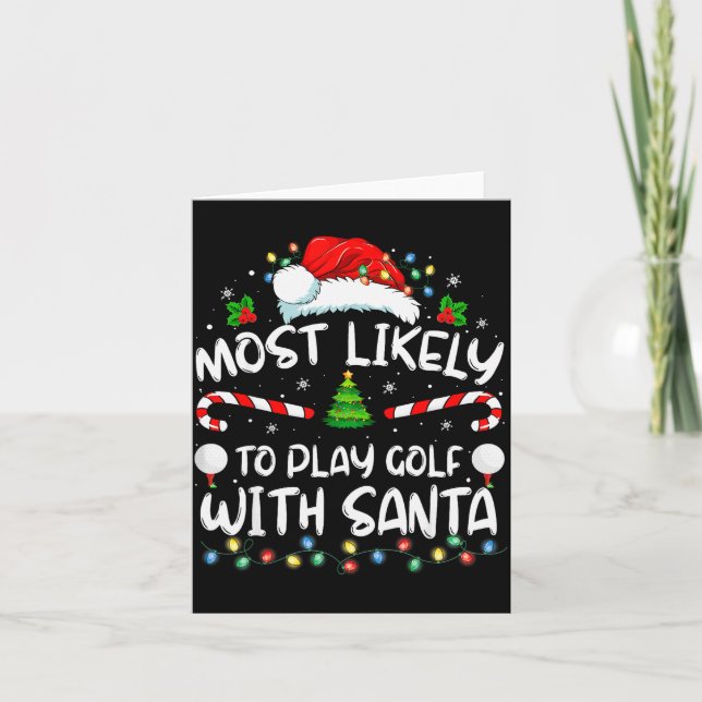 Mest sannolikt att spela golf med Santa Family Chr Kort (Framsida)