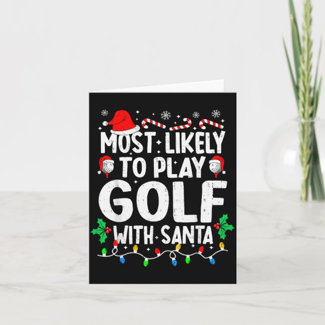 Mest sannolikt att spela golf med tomte rolig matc kort (Framsida)