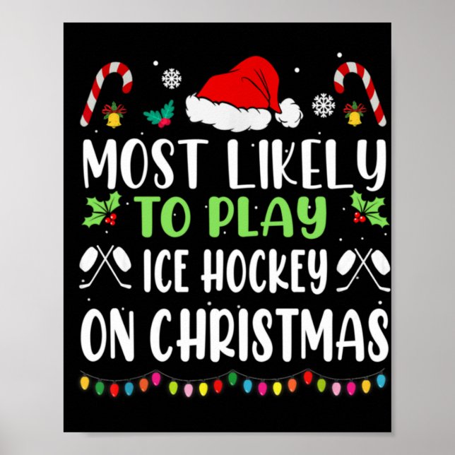 Mest sannolikt att spela ishockey med Santa familj Poster (Framsidan)