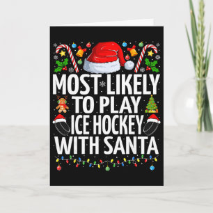 Mest sannolikt att spela ishockey med Santa jul Kort