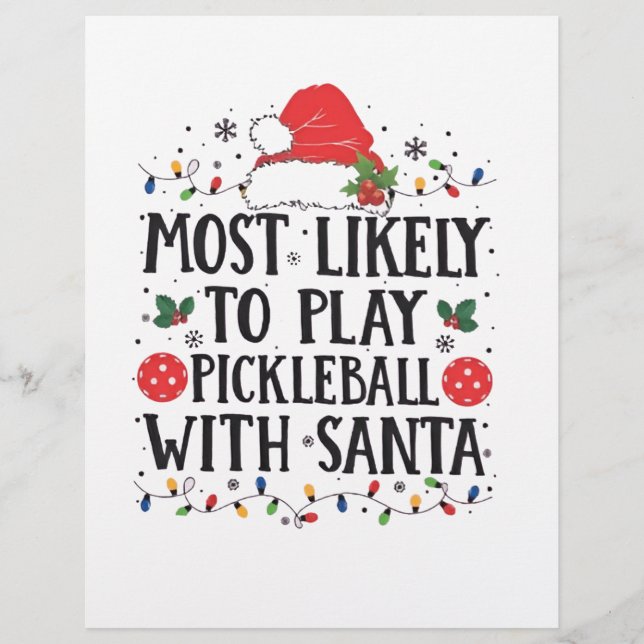 Mest sannolikt att spela Pickleball med Tomte  Reklamblad (Framsidan)
