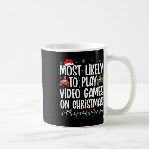 Mest sannolikt att spela tv-spel på jul Familj Kaffemugg