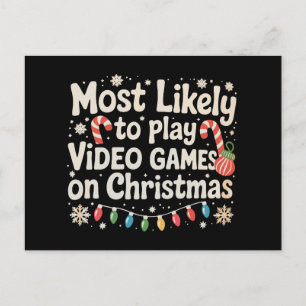 Mest sannolikt att spela TV-spel på jul Helg Vykort
