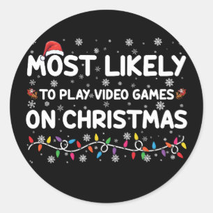 Mest sannolikt att spela tv-spel på juldags-gamer runt klistermärke