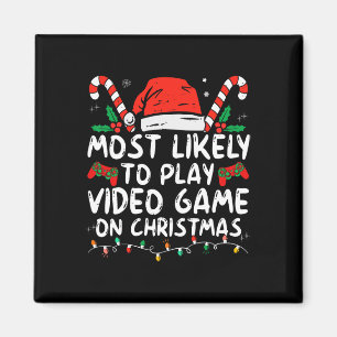 Mest sannolikt att spela TV-spel på jultomten Magnet
