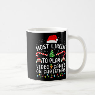 Mest sannolikt att spela TV-spel Xmas Familjematch Kaffemugg