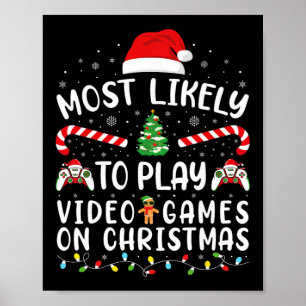 Mest sannolikt att spela TV-spel Xmas Familjematch Poster