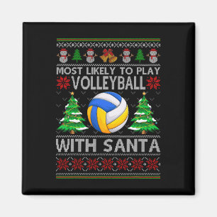 Mest sannolikt att spela volleyboll med Santa Jula Magnet