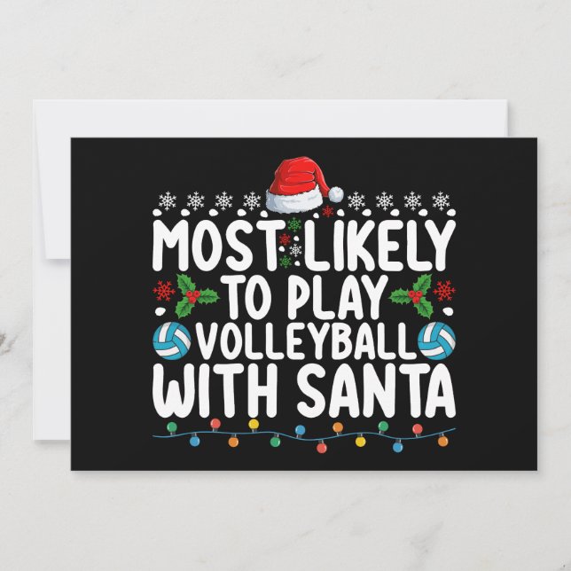 Mest sannolikt att spela volleyboll med Santa jule Inbjudningar (Framsida)