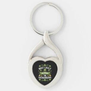 Mest sannolikt att starta upptåget St Patricks Twisted Heart Silverfärgad Nyckelring