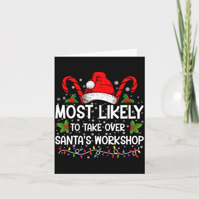Mest sannolikt att ta över tomtens verkstad jul  kort (Framsida)