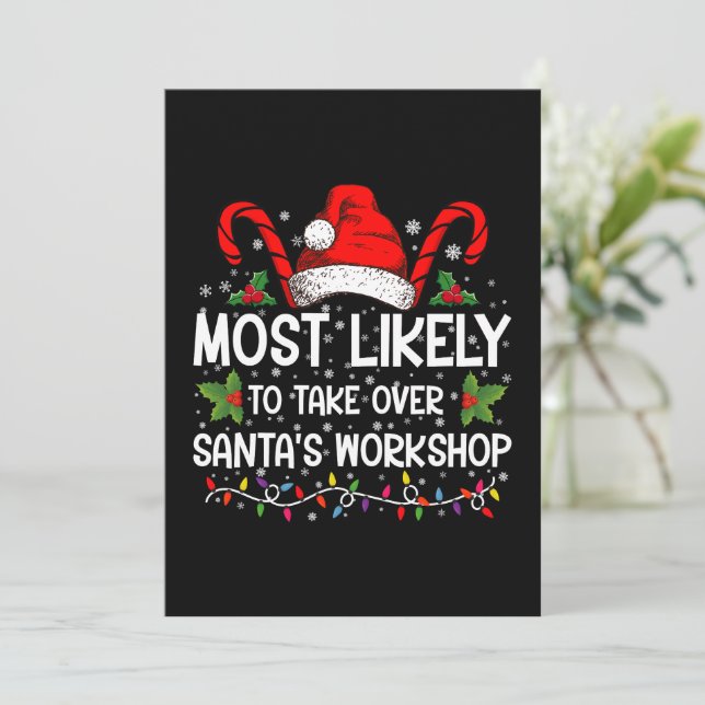 Mest sannolikt att ta över tomtens verkstad Xmas Inbjudningar (Stående Fram)