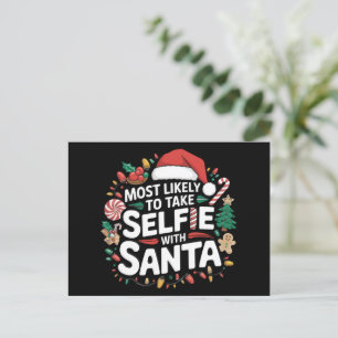 Mest sannolikt att ta selfie med tomte familj Xmas Helg Vykort