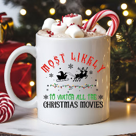 Mest sannolikt att titta på de roliga julfilmerna kaffemugg