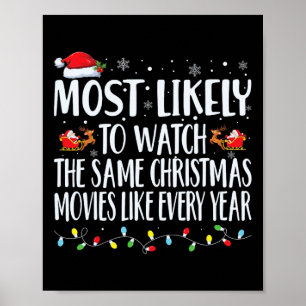 Mest sannolikt att titta på samma julfilmer jul poster